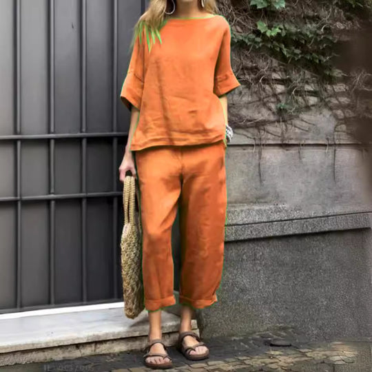Damen lässiges Lounge-Set aus atmungsaktivem Stoff EB