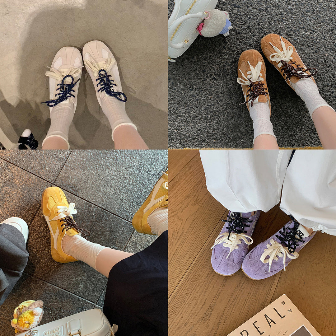 Damen sportliche Sneaker mit atmungsaktivem Obermaterial und modischem Schnürsystem EB