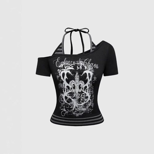 Damen Off-Shoulder Top mit grafischem Design EB