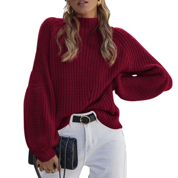 Damen gemütlicher Strickpullover mit weitem Schnitt EB
