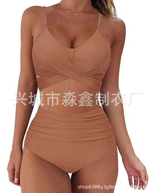 Damen Crop-Top Bikini-Set mit geflochtenem Design EB