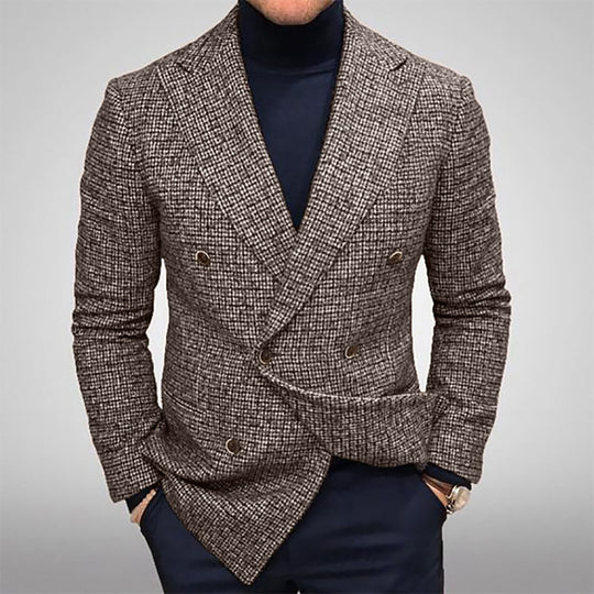 Herren modischer doppelreihiger Blazer mit feinem Strukturdesign EB