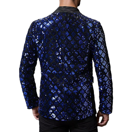 Herren glitzernder Smokingblazer mit luxuriösen Paillettenmustern EB