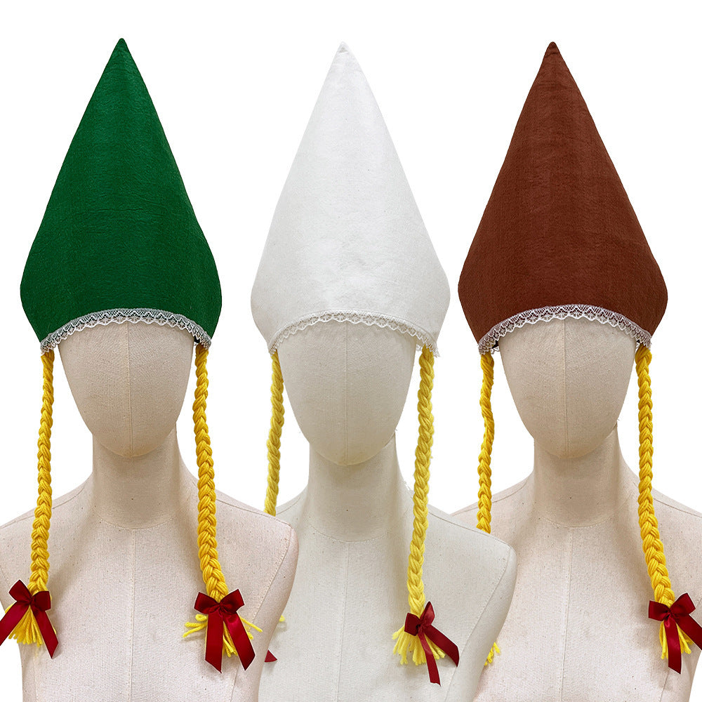 Damen nan traditionelle Trachtenhaube aus Baumwollvelours mit feinem Spitzenrand für Dirndl EB