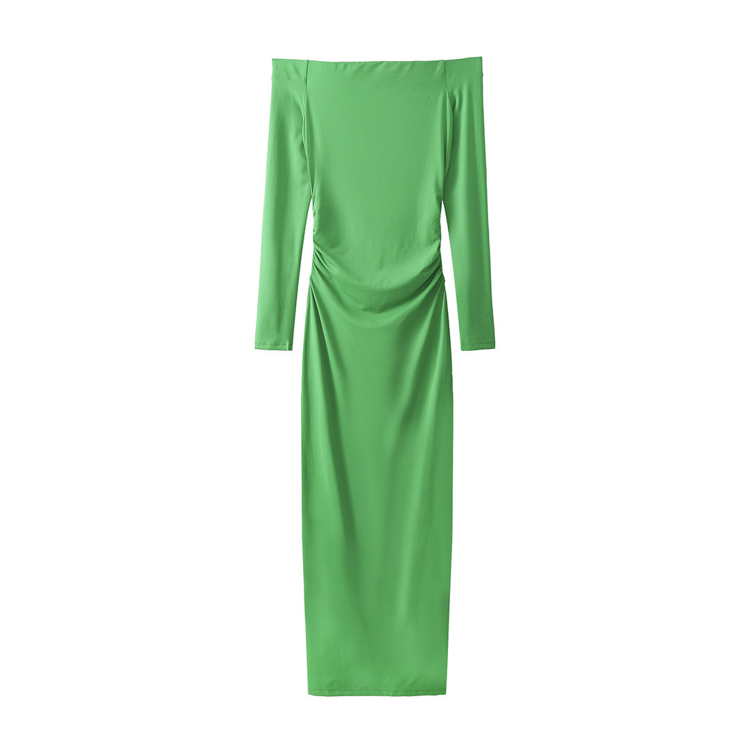 Damen Elegantes Maxikleid mit schulterfreiem Schnitt und raffinierten Rüschendetails EB