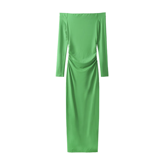 Damen Elegantes Maxikleid mit schulterfreiem Schnitt und raffinierten Rüschendetails EB
