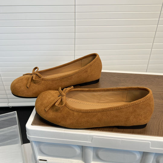 Damen Ballerinas aus weichem Wildleder mit dekorativem Schleifenakzent EB