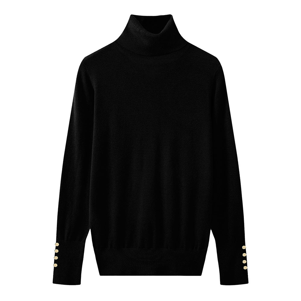 Damen Rollkragenpullover mit eleganten Knopfdetails EB