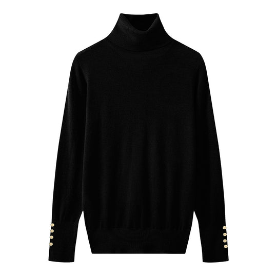 Damen Rollkragenpullover mit eleganten Knopfdetails EB