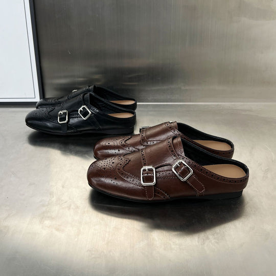 Damen Elegante Mokassins mit modischen Schnallen und perforiertem Design EB