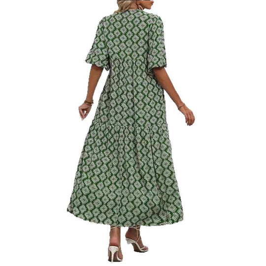 Damen Freizeit Maxikleid mit einzigartigem Mustermix Heidi-Mode