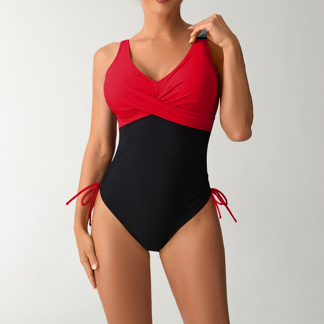 Damen Bequemer Schwimmanzug mit elegantem Wickeloberteil EB