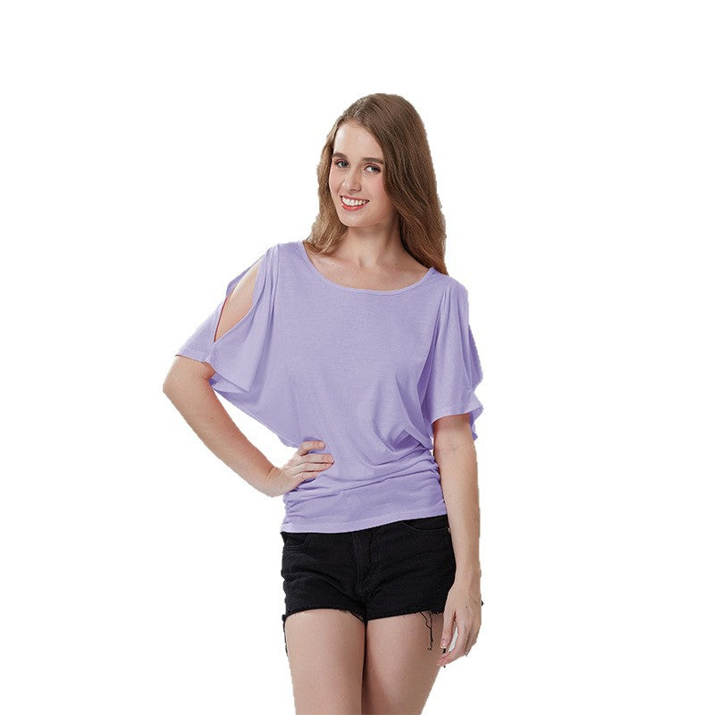 Damen lässiges Oversized-T-Shirt mit raffinierten Rüschendetails EB
