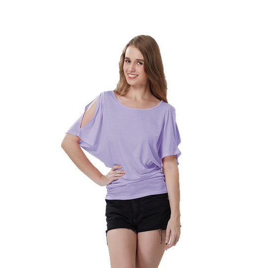 Damen lässiges Oversized-T-Shirt mit raffinierten Rüschendetails EB