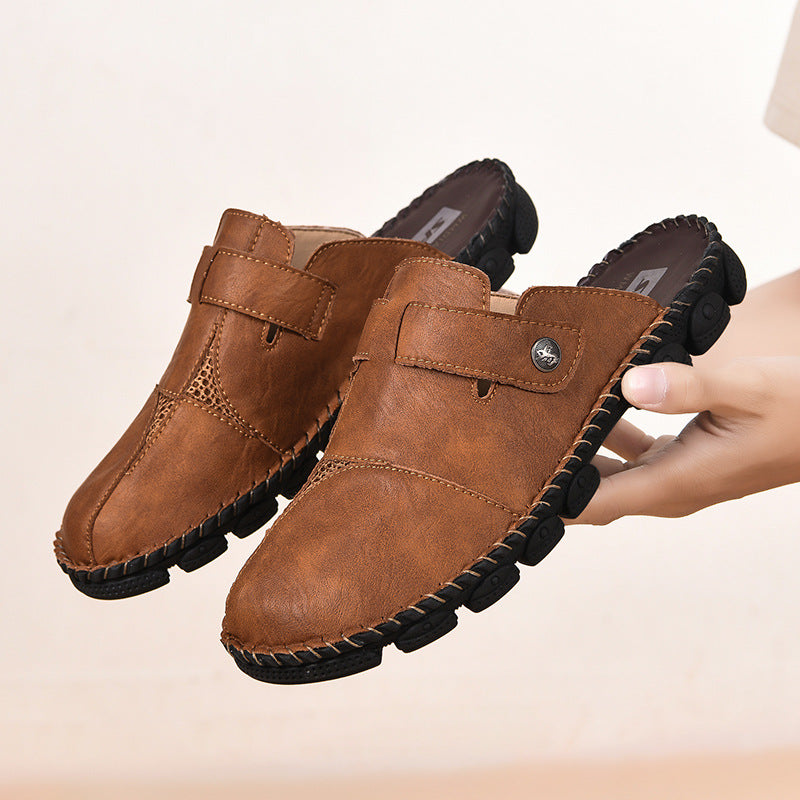 Herren Bequeme Leder-Sandalen mit verstellbarem Riemensystem EB
