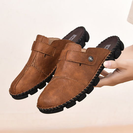 Herren Bequeme Leder-Sandalen mit verstellbarem Riemensystem EB
