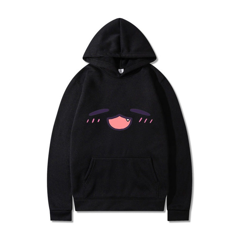 Damen Kapuzenpullover mit fröhlichem Cartoon-Gesicht und bequemer Passform EB