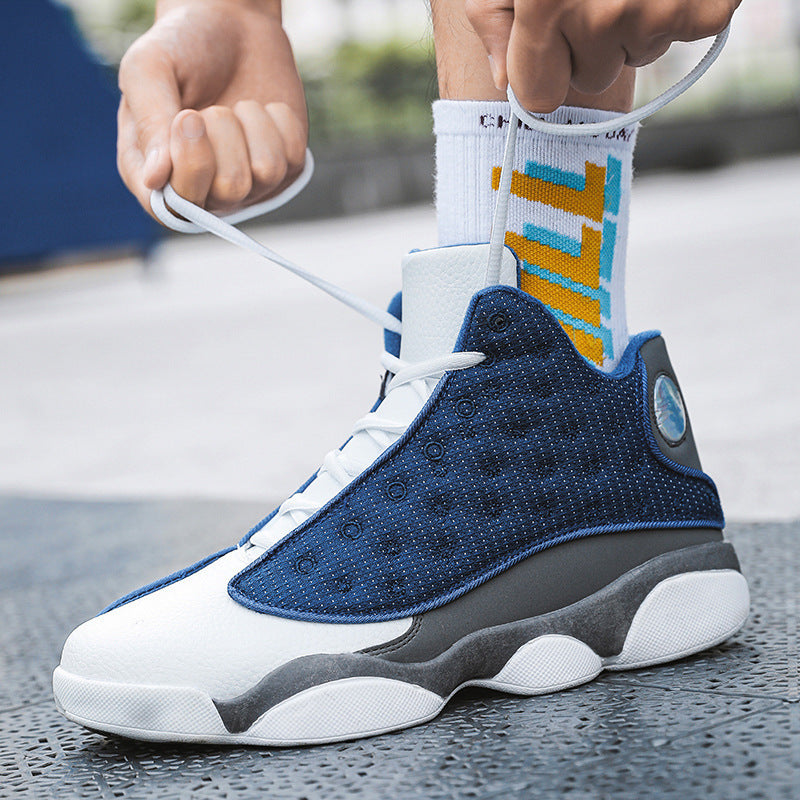Herren atmungsaktiver High-Top Basketball Sneaker mit Dämpfung und rutschfester Gummisohle EB