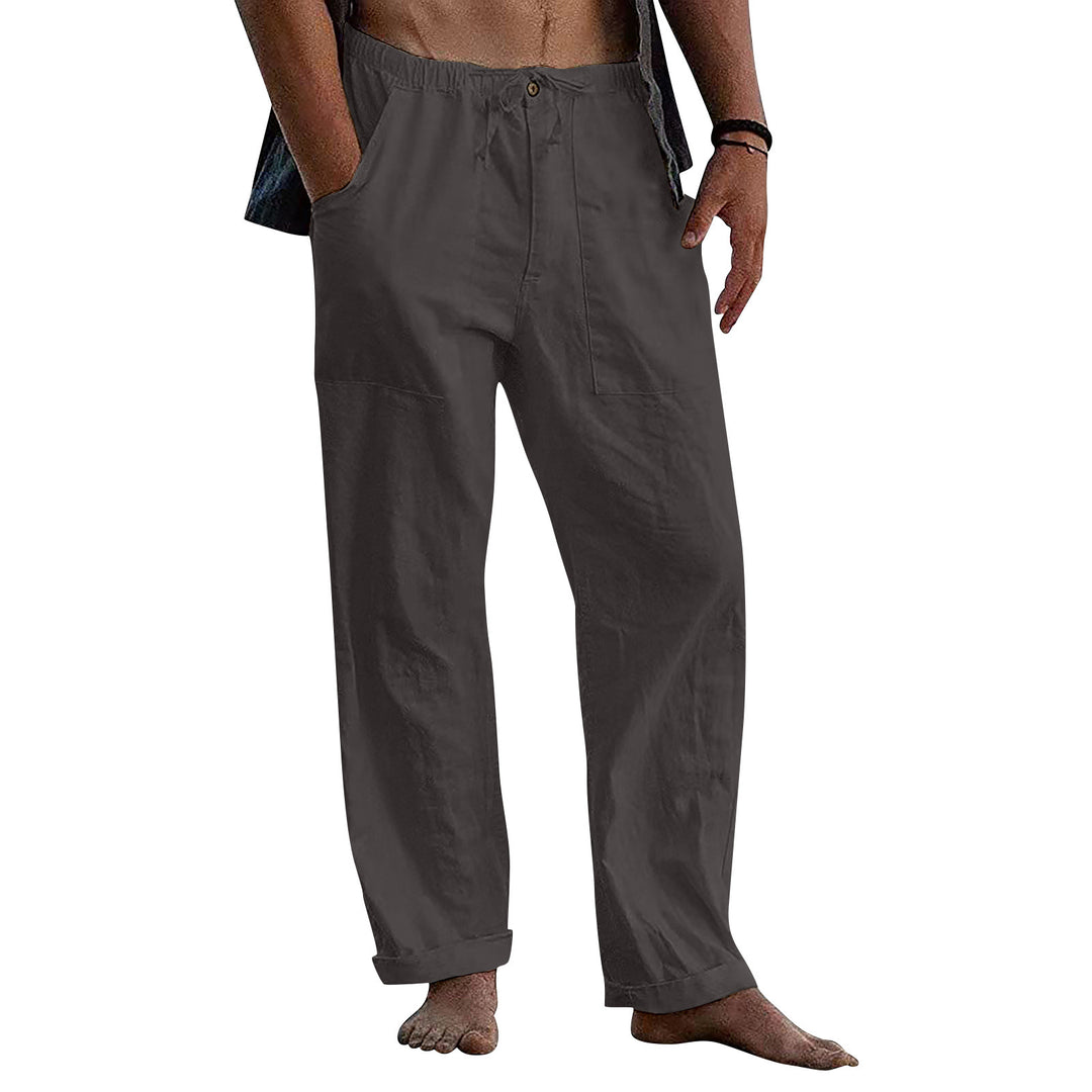 Herren nan leichte Leinenhose mit elastischem Bund und geradem Schnitt EB
