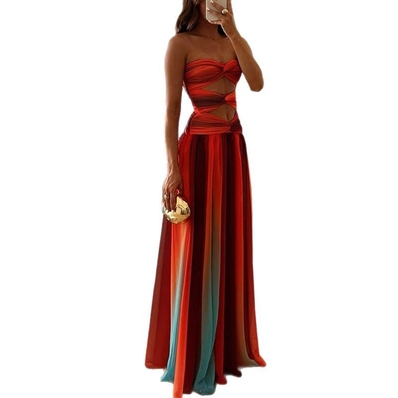 Damen Maxi-Kleid mit raffinierten Cut-Outs und fließendem Stoff EB