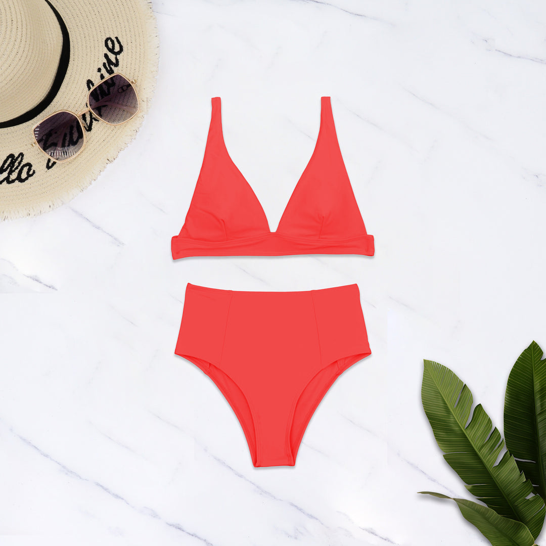 Damen Hochgeschnittener Bikini mit tiefem V-Ausschnitt EB