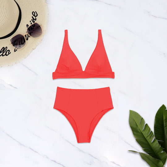 Damen Hochgeschnittener Bikini mit tiefem V-Ausschnitt EB