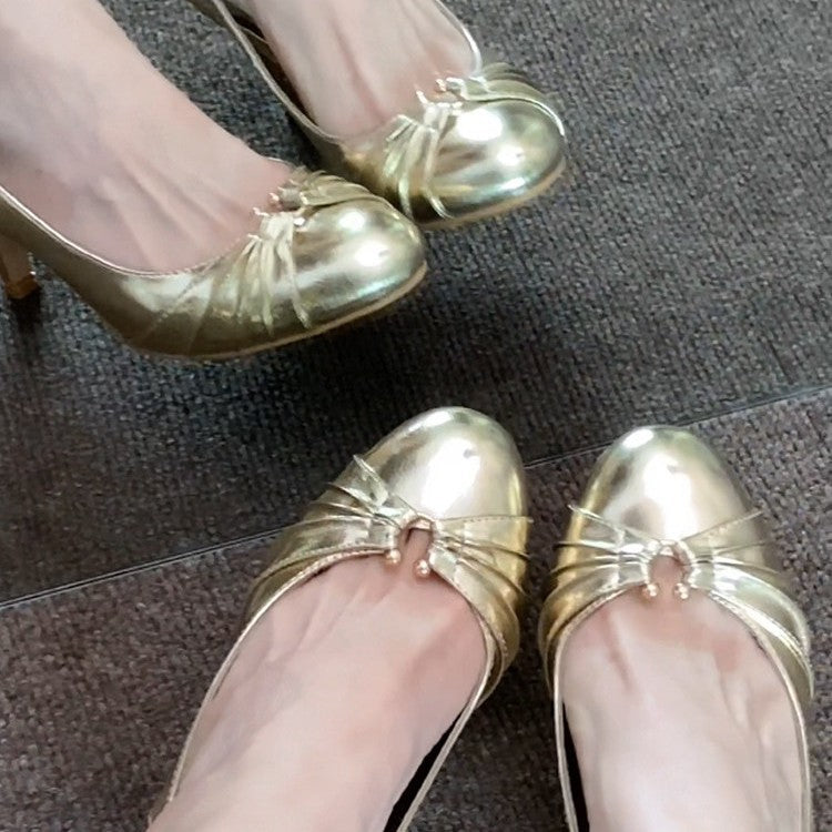 Damen Slingback-Pumps mit elegantem Rüschendesign und komfortablem Absatz EB
