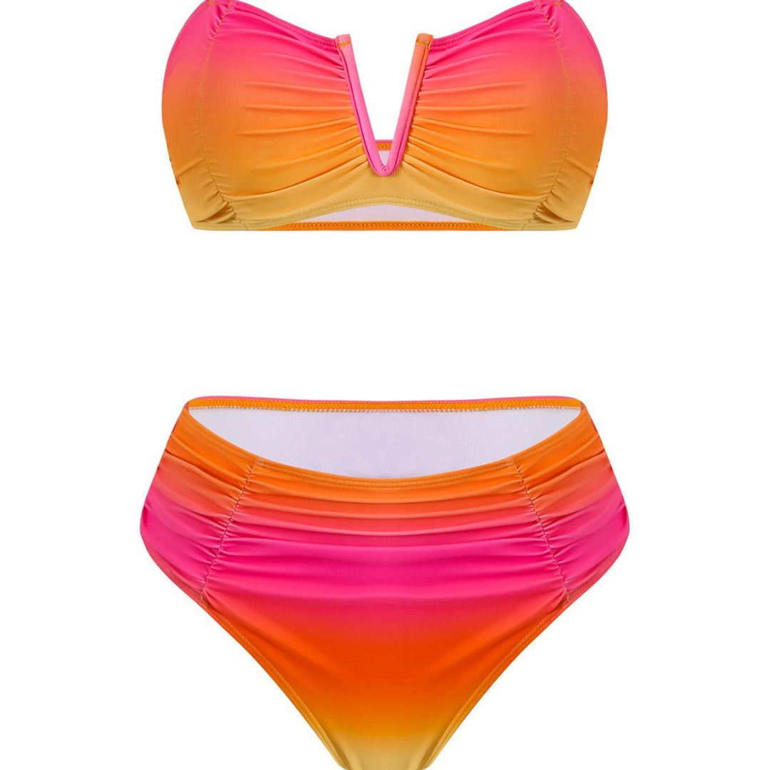 Damen Bandeau-Bikini mit langem Wickelrock EB