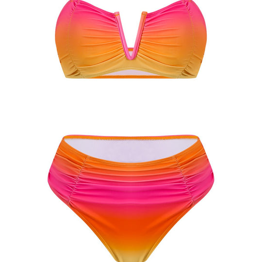 Damen Bandeau-Bikini mit langem Wickelrock EB