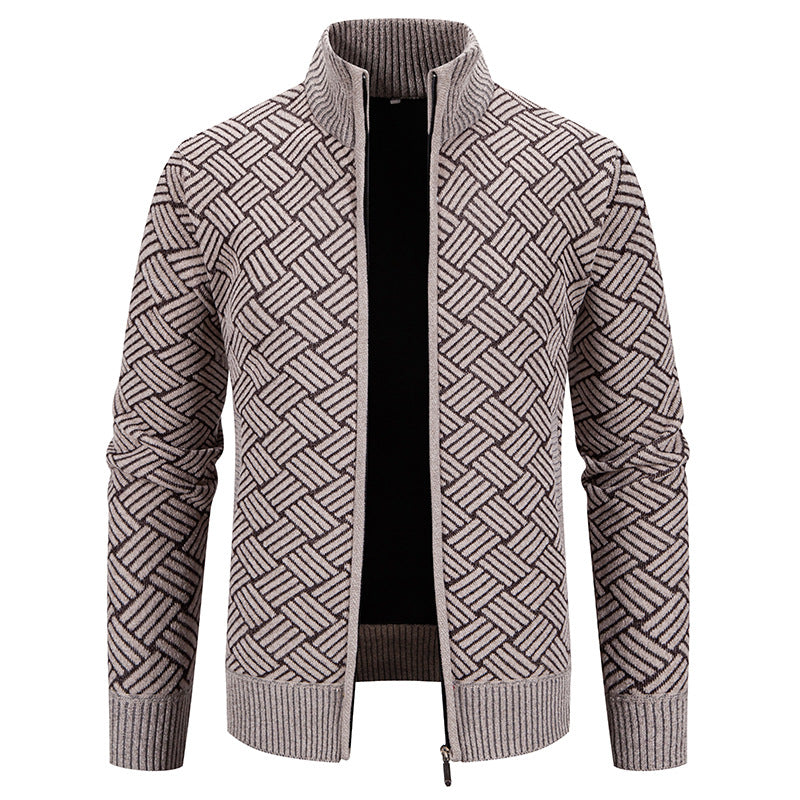 Herren Strickjacke mit modernem Karomuster EB