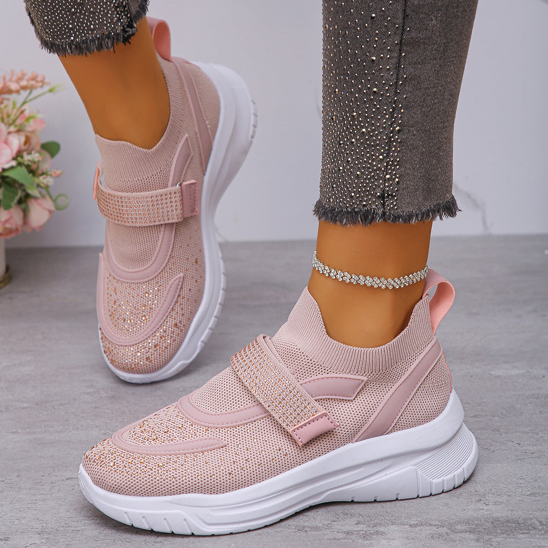 Damen Sportliche Sneakers mit Glitzer-Applikationen EB