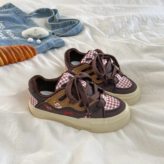 Damen Sportliche Sneakers mit zeitgenössischem Karomuster und bequemer Dämpfung EB