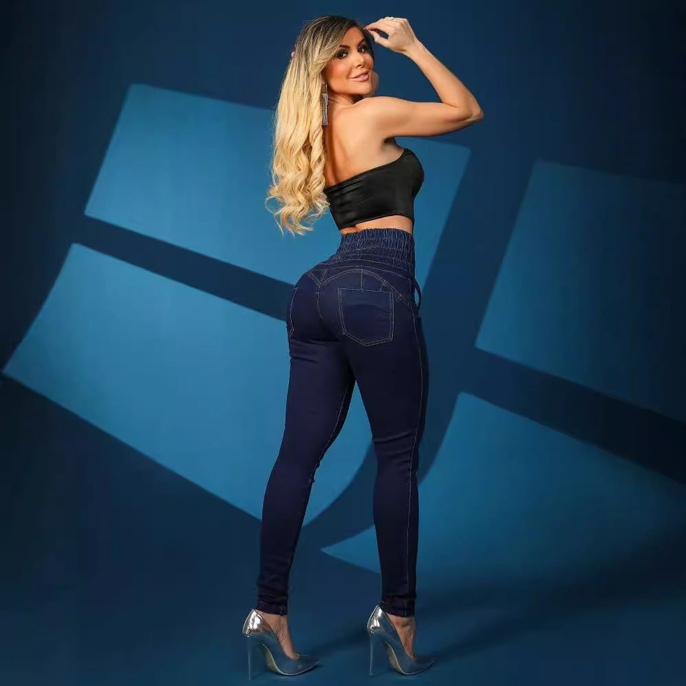 Damen Hochtaillierte Jeggings mit Schnürung EB