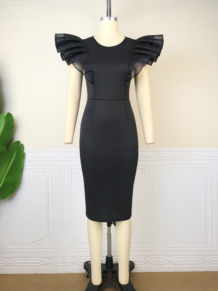 Damen Elegantes Kleid mit Rüschendetails und figurbetonter Silhouette EB