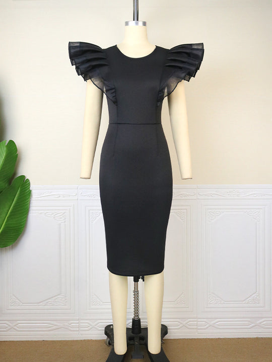 Damen Elegantes Kleid mit Rüschendetails und figurbetonter Silhouette EB