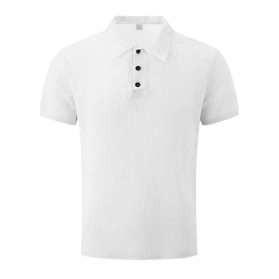 Herren nan Mikrostruktur-Poloshirt mit Hemdkragen, dezenter Knopfleiste und atmungsaktivem Jersey EB
