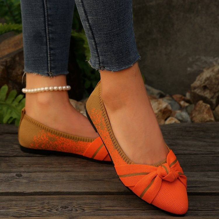 Damen Elegante Ballerinas mit dekorativem Knoten EB