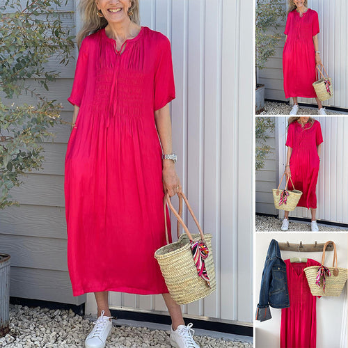 Damen Midi-Kleid mit raffinierter Raffung Heidi-Mode