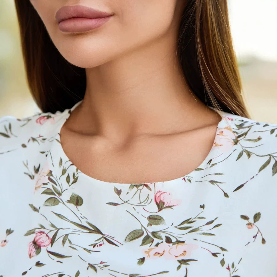 Damen Midi-Kleid mit floralem Design und fließendem Schnitt EB