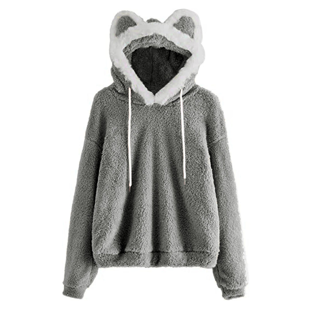 Damen Kuscheliger Hoodie mit Katzengesicht EB
