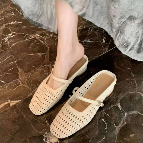 Damen elegante Ballerinas mit modischem Riemchen und atmungsaktiver Perforation EB