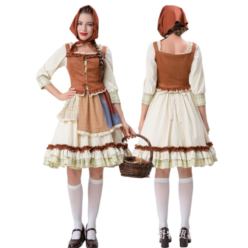 Damen historisches Trachtenkleid mit detailverliebt gestaltetem Oberteil und voluminösem Rock EB