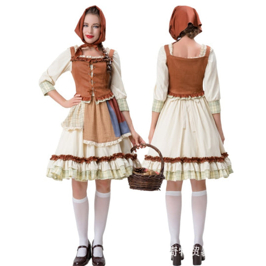 Damen historisches Trachtenkleid mit detailverliebt gestaltetem Oberteil und voluminösem Rock EB