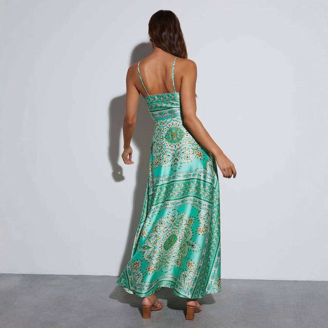 Damen Maxikleid mit verspielt floralem Design und schwingendem Rock R&B