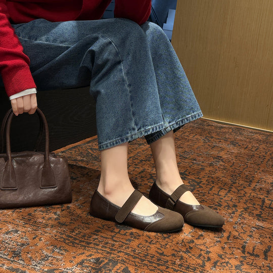 Damen Elegante Mary Jane Schuhe mit verstellbarem Riemen und weichem Leder EB