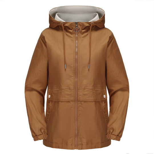 Damen nan leichter wasserabweisender Kapuzenparka mit Tunnelzug, Ringzipper und verdeckter Druckknopfleiste EB