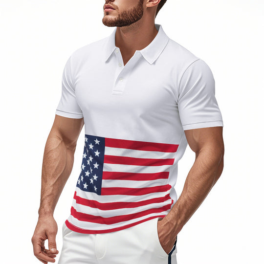 Herren Poloshirt mit einzigartigem Flaggenmotiv und moderner Passform EB
