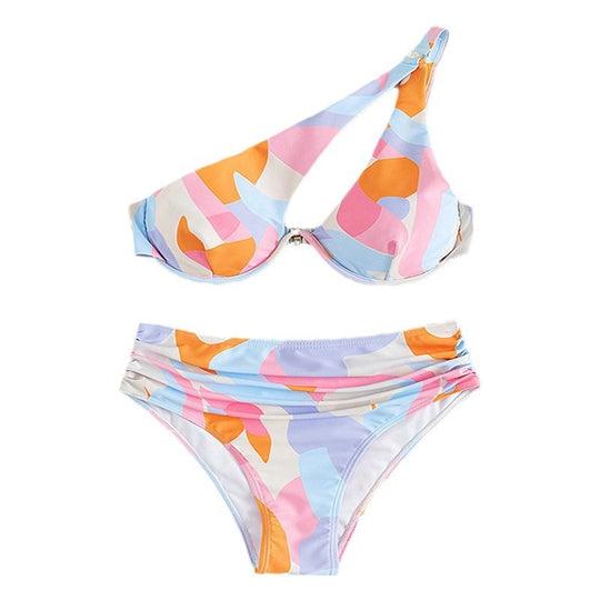 Damen Modischer Bikini mit asymmetrischem Oberteil EB