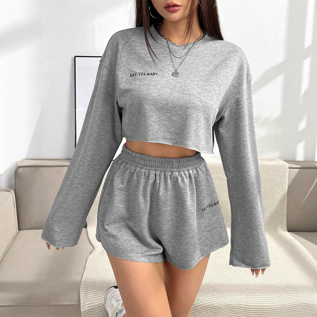 Damen Freizeit-Set mit lässigem Crop-Top und Shorts EB