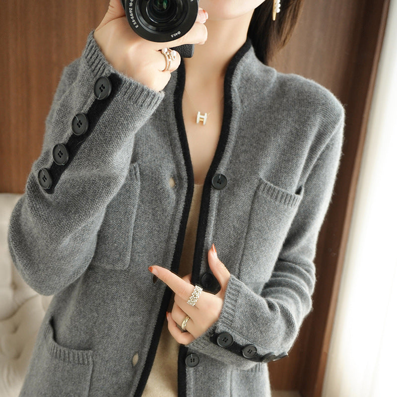 Damen Strickjacke mit hochwertiger Wollqualität und praktischen Taschen EB